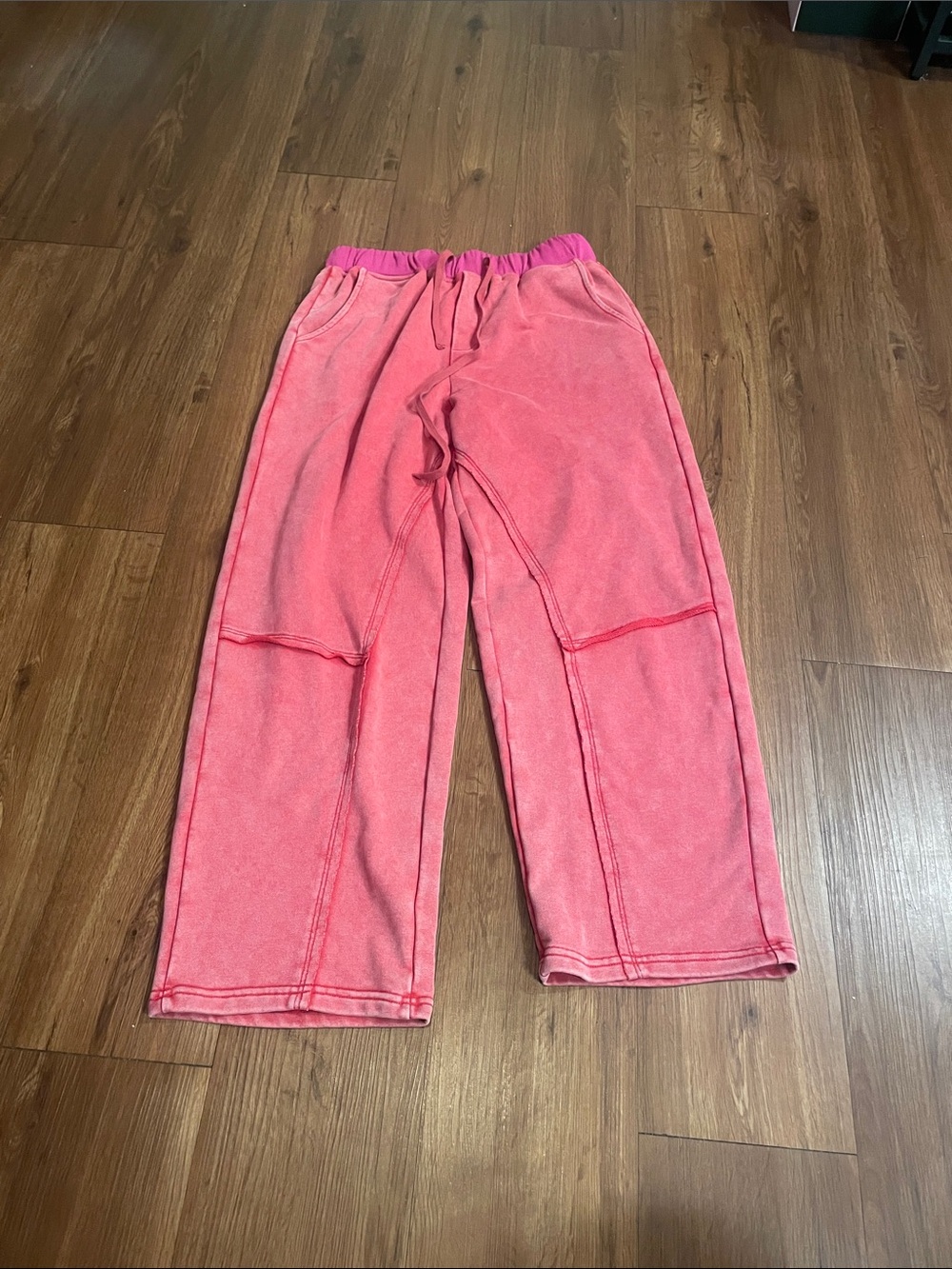 DAVI & DANI' Bright Pink And Red Wide-Leg Sweatpants